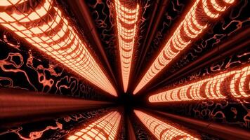 Flying into spaceship tunnel, sci-fi spaceship corridor. Design. Abstract interior of an alien space ship. video