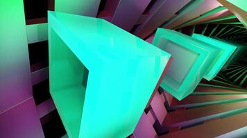 Bright multi-colored sliding squares. Design. Light geometric animation that moves in different directions. video