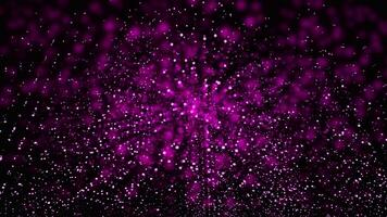 Pink cosmic background with flying particles. Design. Tiny small space dust flying in the universe. video