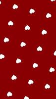 Many rows of small and chubby flying hearts of white color on red background, seamless loop. Animation. Concept of Saint Valentine's day, love, and romance. video