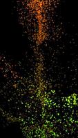 Abstract shining bokeh sparkles moving in vertical direction on black background. Animation. Colorful small round particles, beautiful fountain. video