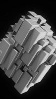 Abstract geometrical figure that changing its shape all the time and rotating on black background, seamless loop. Animation. Grey short blocks spinning endlessly. video