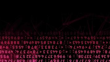 Abstract blinking and changing numbers with connected dots and lines on the background. Motion. Plexus and code. video