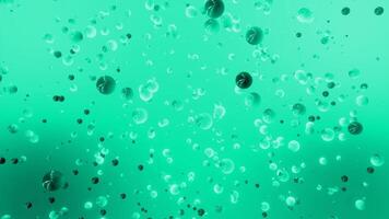 Turquoise and red background. Design.Flying round objects in 3d format that spread like bubbles all over the background. video