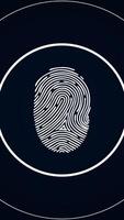 Digital fingerprint sign. Animation. Touch fingerprint on dark background. Pulsating circles indicate fingerprint to unlock or grant access video