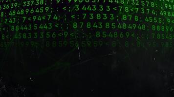 fundo com matriz números aparecendo e brilho. movimento. numérico fundo com mudando e brilhando números. computador fundo com brilhando combinações do números dentro corrente video