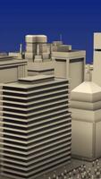 Abstract 3D layout of city. Animation. Model layout and landscape of modern city with high-rises. Modern graphic model of city from all sides on changing background video