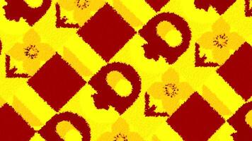 Animation with moving pattern with flowers. Motion. Pattern with figures and flowers in squares. Colorful pattern with animated repeating shapes video