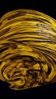 3D circle of plastic lines. Animation. Abstract 3D ball wound from plastic lines rotates on black background. 3D textured sphere of plastic lines reminiscent of honey texture video