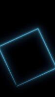 The square neon tunnel of squares. Media. Spinning laser beams creating squared shapes on a black background. Vertical . video