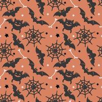 Halloween background with bats, bones and spiders web. vector