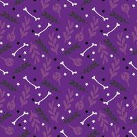 Halloween seamless pattern with bones and doodles. vector