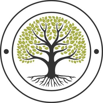 tree with root in circle gradient color vector