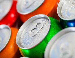 Cans of sweet drinks or beer photo