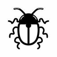 Simple Black Beetle Illustration on White Background vector