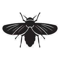 Black Silhouette of a Flying Insect on White Background vector