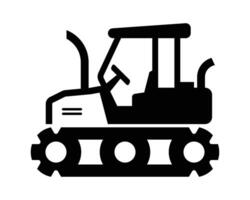 Black and White Bulldozer Icon for Construction Projects vector