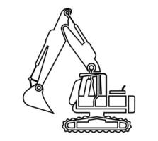 Outline of Excavator Machinery for Construction Projects vector