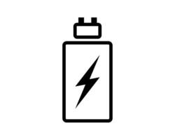 Simple Battery Icon with Lightning Bolt Design vector