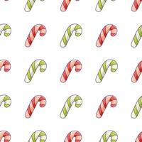 Seamless pattern with Christmas candy canes cane in red and green vector