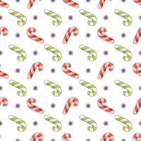 Christmas pattern with candy canes, cane and snowflakes vector