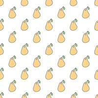 Seamless Yellow Pear Pattern, Simple Minimalist Background with Doodle vector