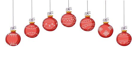 Red ball for the Christmas tree. Doodle Christmas ball element set. Christmas ball element background vector