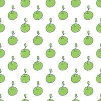Seamless pattern with green apple. Infinite texture with doodles on a white background vector