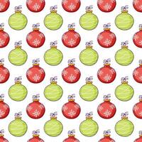Christmas Seamless Pattern with Christmas Balls in Red and Green vector