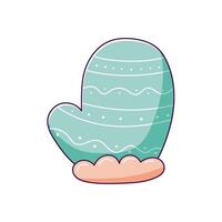 Warm winter mittens, hand-drawn doodles. Knitted cozy mittens with a pattern vector