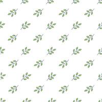 Seamless minimalist leaf pattern, simple doodle texture vector