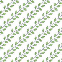 Seamless botanical pattern with leaves, doodle texture hand drawn vector