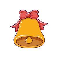 Christmas Bell With Red Ribbon, Doodle Element Hand Drawn vector