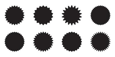 Set of starburst, sunburst badges. Simple flat style vintage labels, stickers. vector