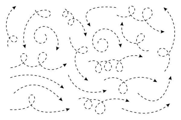 Curved dotted arrow. Zigzag arrow stripes design with dotted lines.