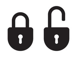 Padlock icon, security icon. Black locked unlocked padlock icon. vector