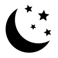 Crescent moon with stars icon on white background. Night icon. Crescent moon icon. Minimalist style. vector