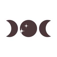 Moon, full moon and crescent with stars. Spooky Halloween festive element. Flat style illustration vector