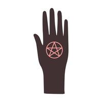Magic hand with esoteric element. Halloween holiday element. Flat style illustration vector