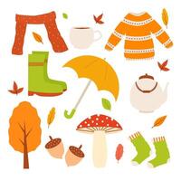 cozy cute autumn hand drawn element collection vector
