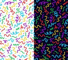 Color kids squiggle line pattern, doodle scribbles vector