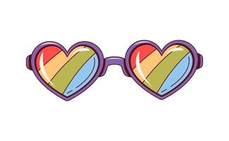 Retro y2k groovy love sunglasses in hippie style vector