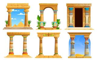 Ancient Egypt temple arch columns, game assets vector
