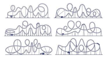 Roller coaster loop, amusement park ride vector