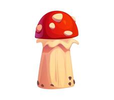 Cartoon autumn fly agaric mushroom with a red cap vector