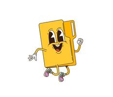 Cartoon groovy computer folder retro character vector