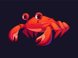 Cartoon crab character with red claws and smile vector