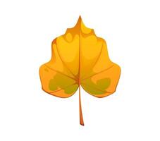 Cartoon yellow autumn leaf with intricate veins vector