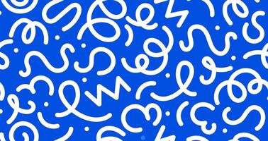 White and blue squiggle line pattern background vector