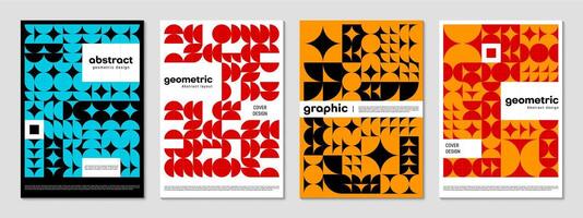Geometric poster templates, abstract modern shapes vector